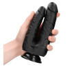 Real Rock Double Gode Double Trouble 15 x 4.5cm Noir